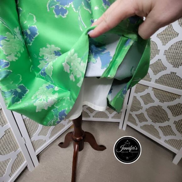 Sara Campbell NWT Green Floral Jacquard A-Line w/Front Box Pleat Dress Size 4 - Picture 10 of 13